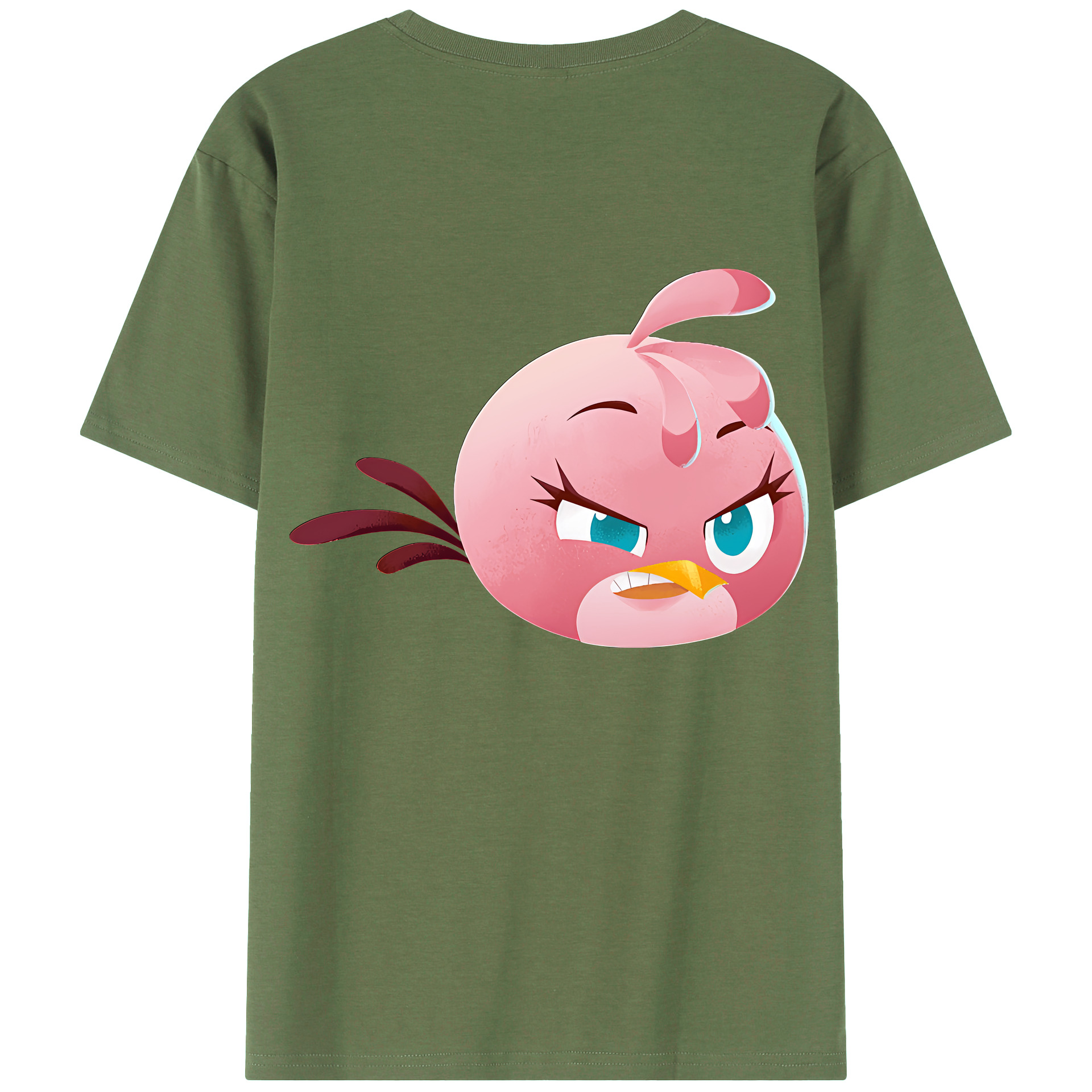 （画像用） Angry Birds アングリーバード 綿100％ メンズ半袖Tシャツ（バックプリント） 通気性